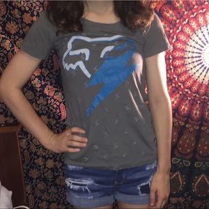 Fox Girls Grey Short-Sleeved Lightning Tee